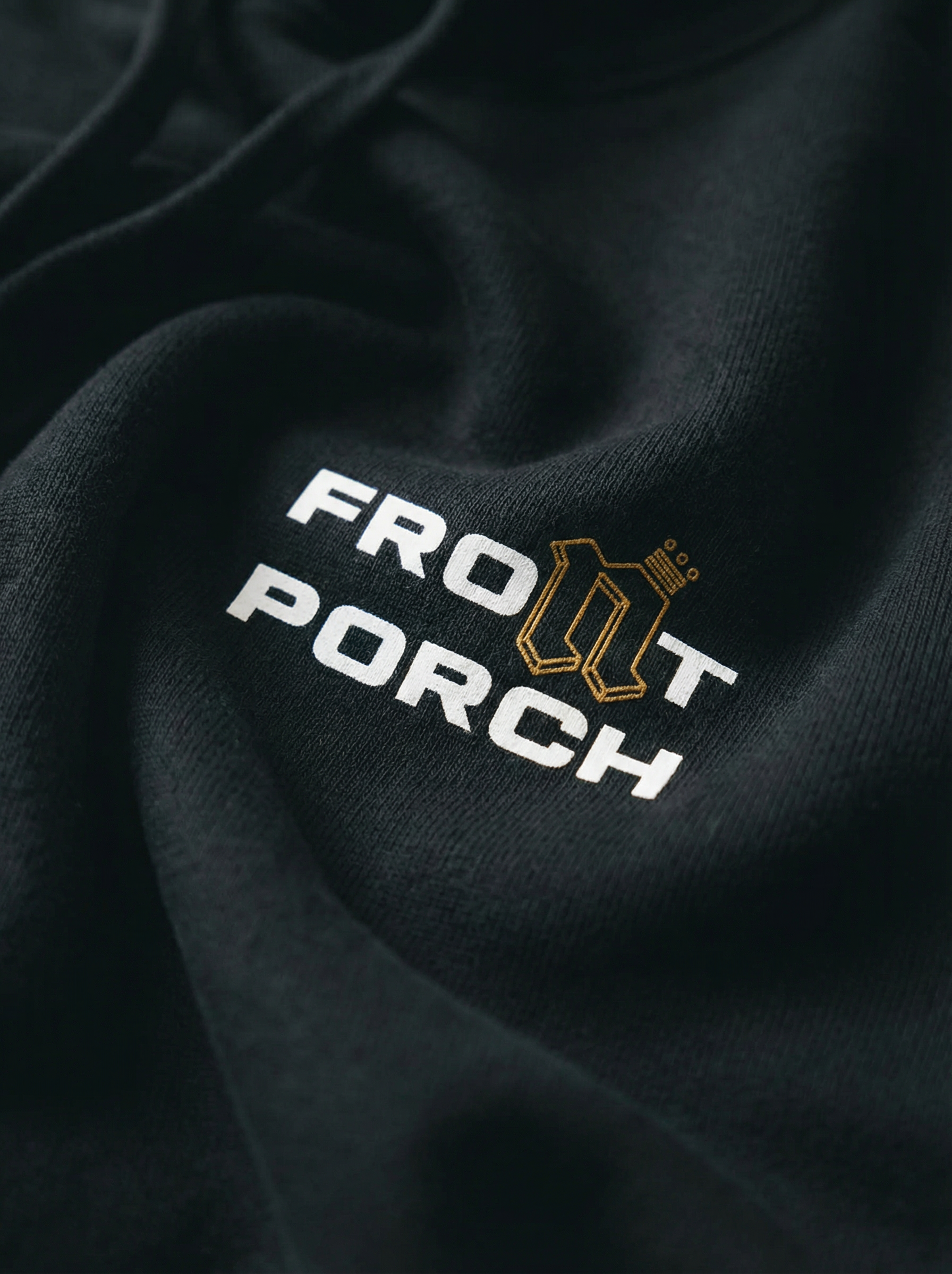 Front Porch Freestyles OG Hoodie black chest print icon N logo white and orange print