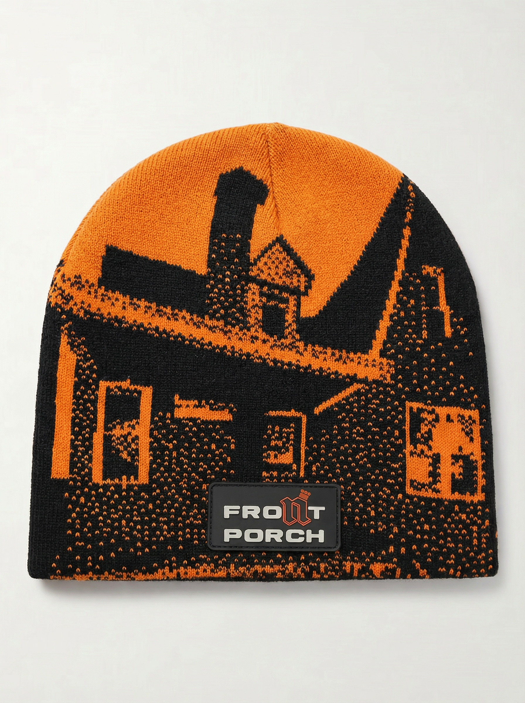 Front Porch Freestyles Live on Set Beanie orange black house graphic knit DMV music culture hero