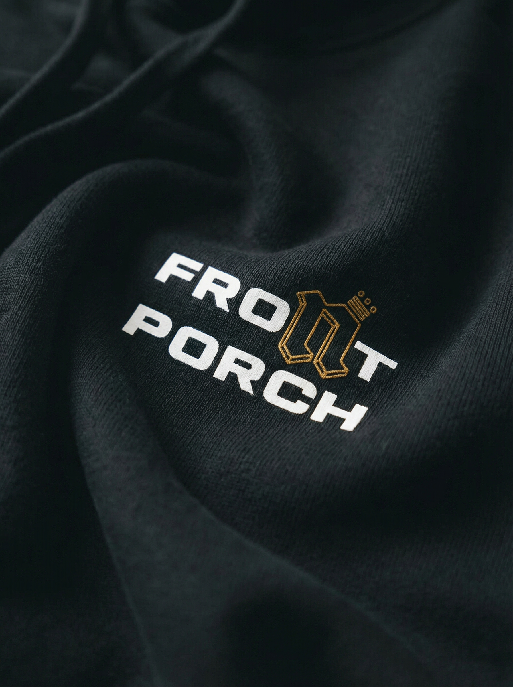 Front Porch Freestyles OG Hoodie black chest print icon N logo white and orange print