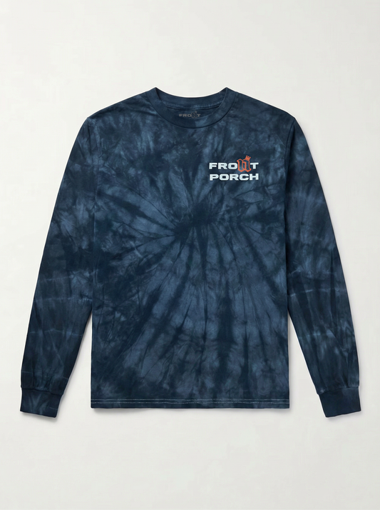 Front Porch Freestyles Tie Dye Longsleeve spider black navy swirl printed chest logo DMV hero