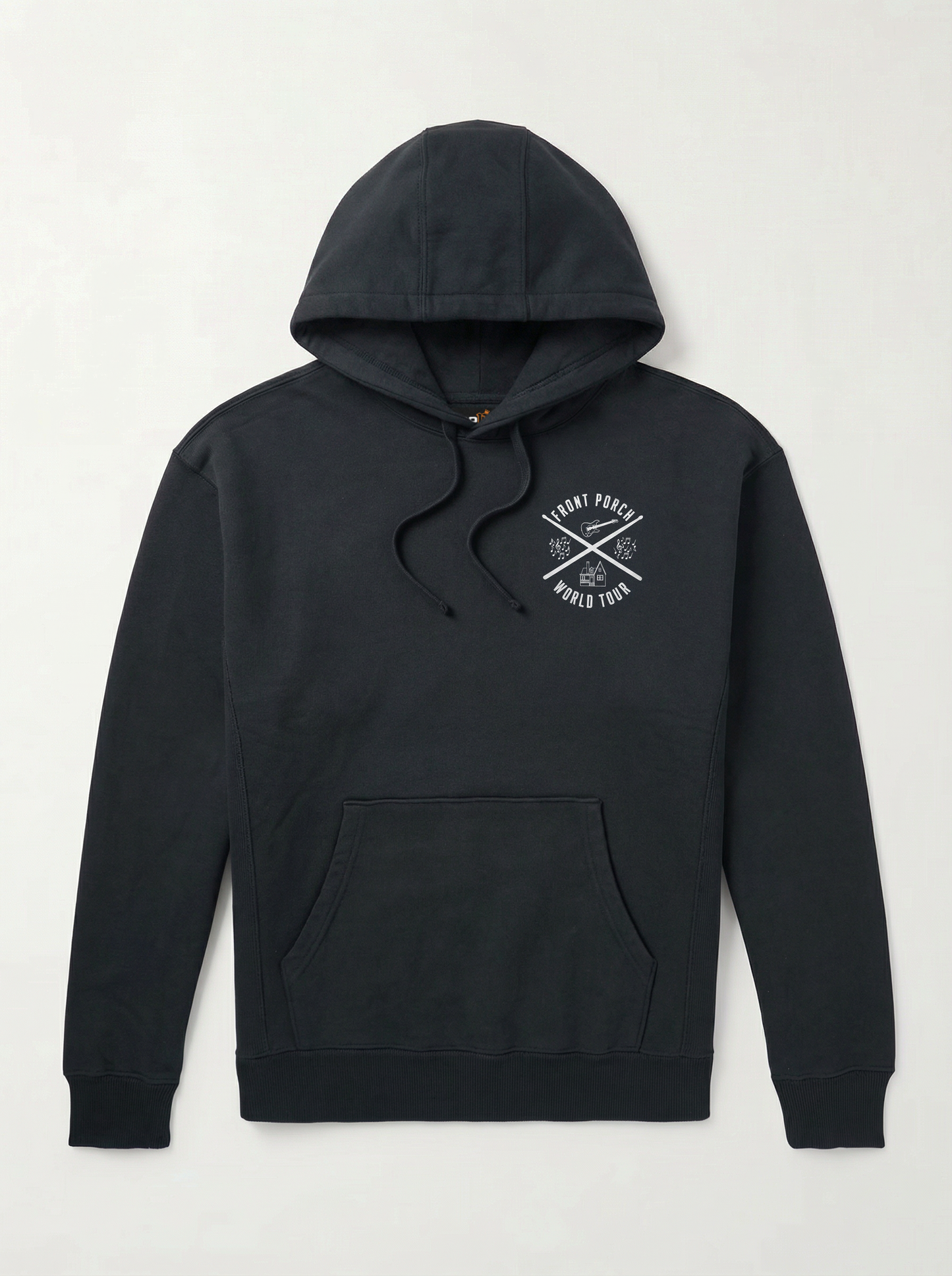 Front Porch Freestyles World Tour Hoodie black crossed instruments chest graphic DMV music culture hero