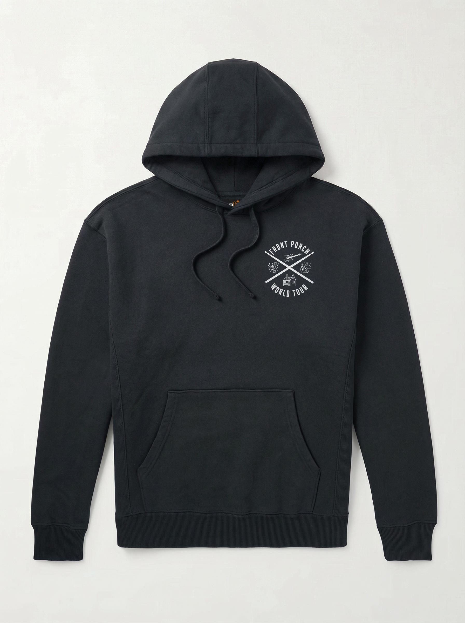 Front Porch Freestyles World Tour Hoodie black crossed instruments chest graphic DMV music culture hero