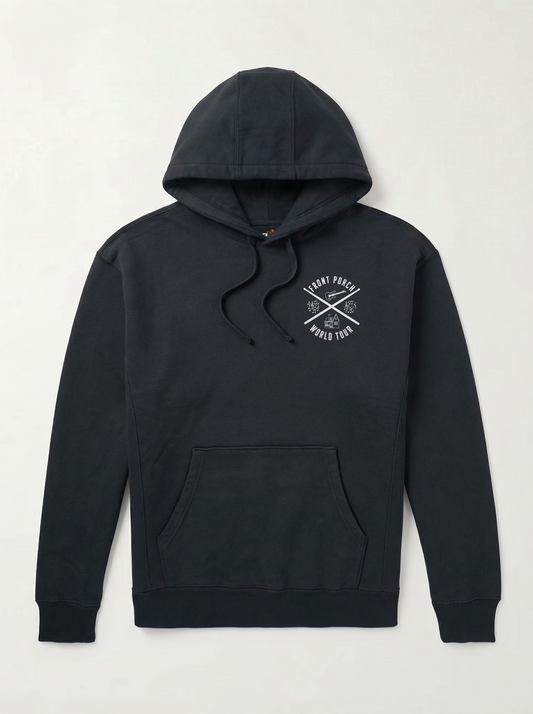 Front Porch Freestyles World Tour Hoodie black crossed instruments chest graphic DMV music culture hero
