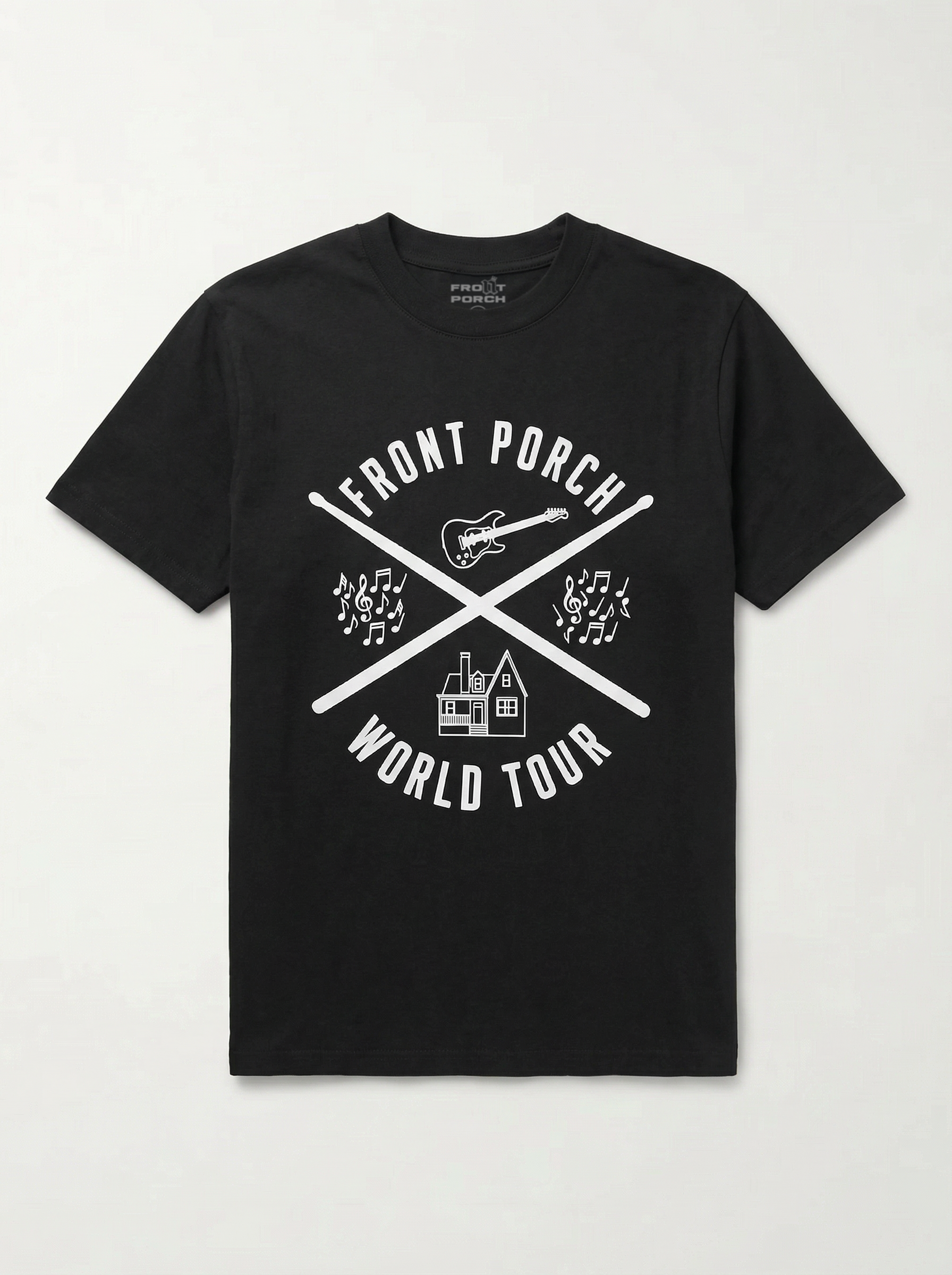 Front Porch Freestyles World Tour Logo Tee black crossed instruments graphic  print DMV culturewear hero