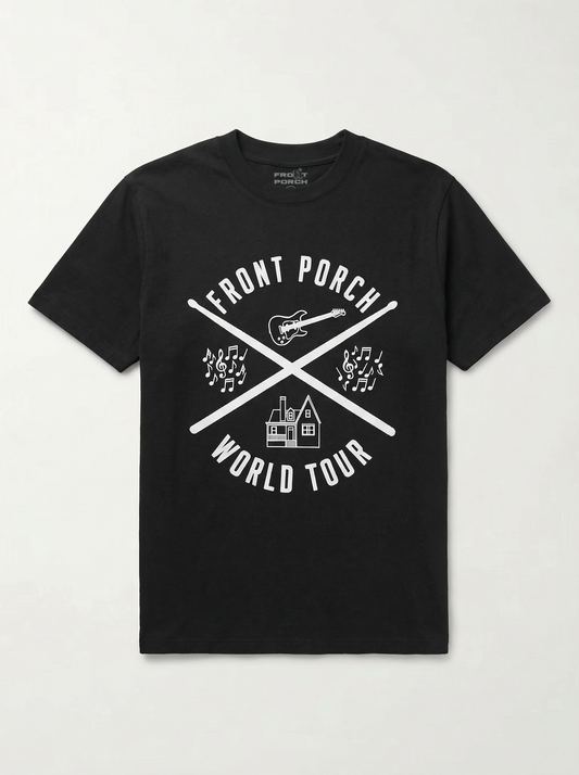 Front Porch Freestyles World Tour Logo Tee black crossed instruments graphic  print DMV culturewear hero